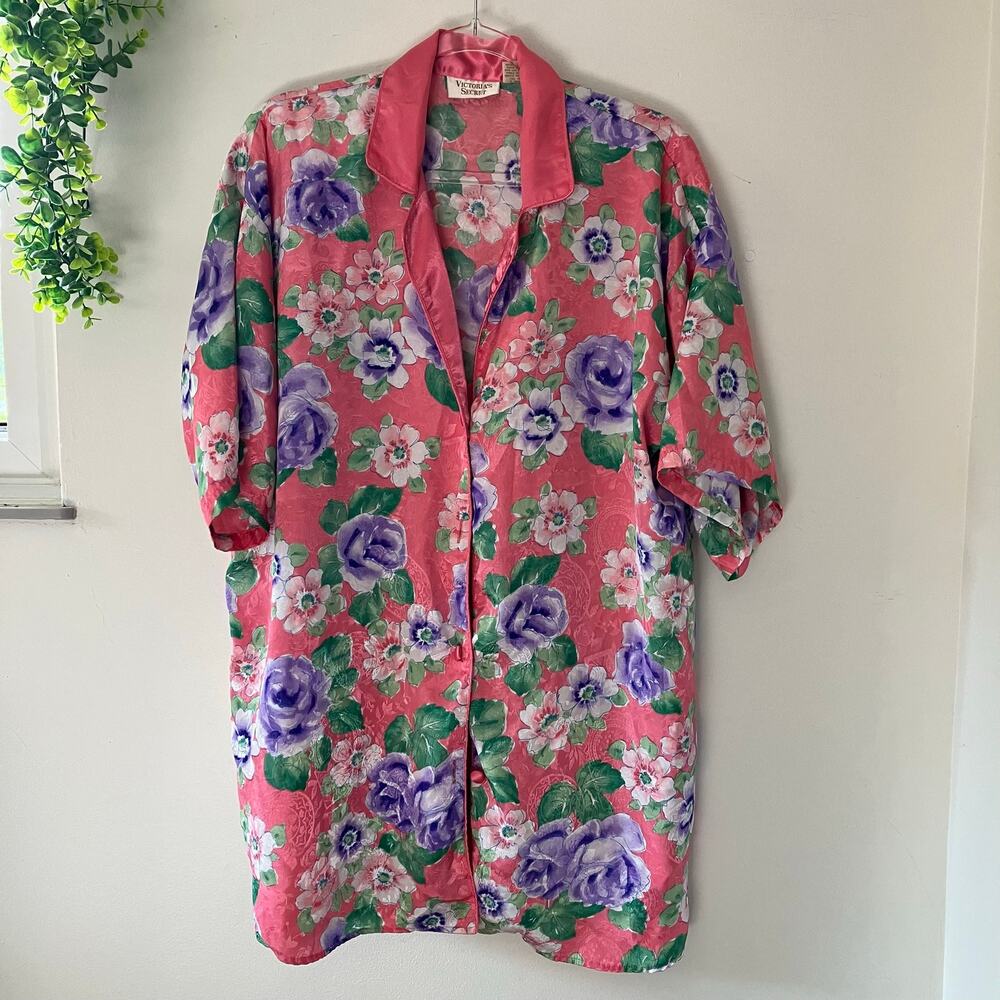 Victoria's Secret Vintage Gold Label Vintage Pink Purple Floral Night Shirt